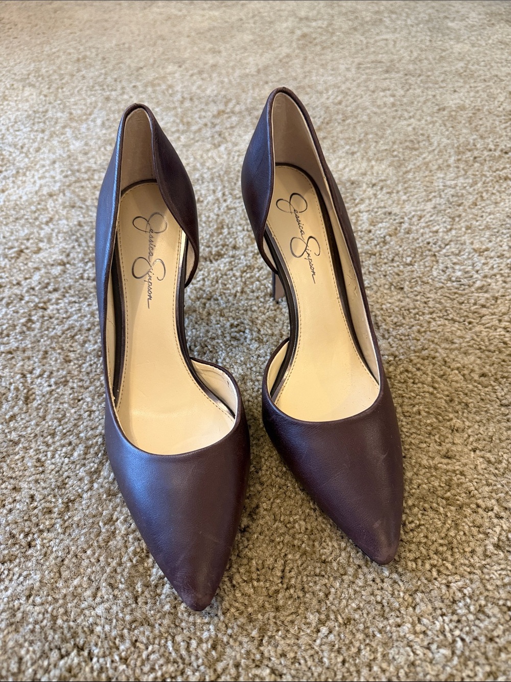 Jessica Simpson Brown Pointed D'Orsay Pumps
